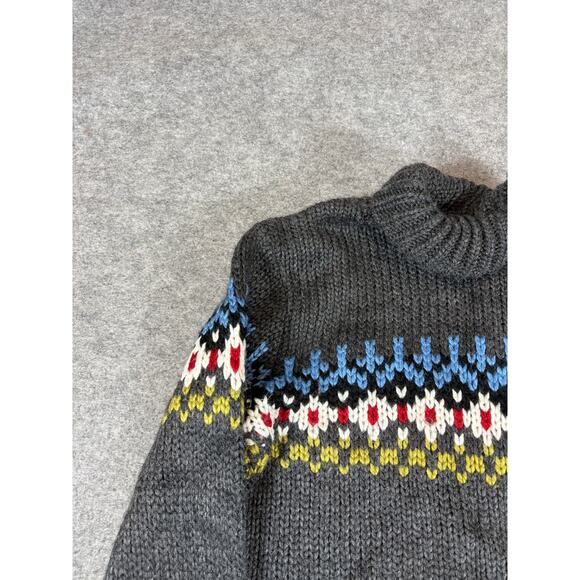 Its Our Time Sweater Womens Small Gray Fair Isle Chunky Knit Turtleneck Nordic - Picture 4 of 5